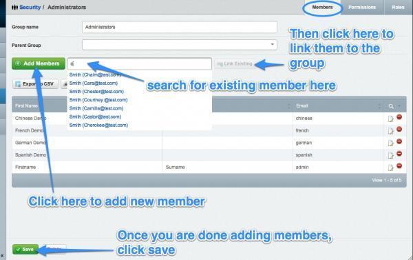 Adding members to groups Once you have created a group, you can then add members to the group. First, find the security group you want to add members to in the "Groups" Pane.