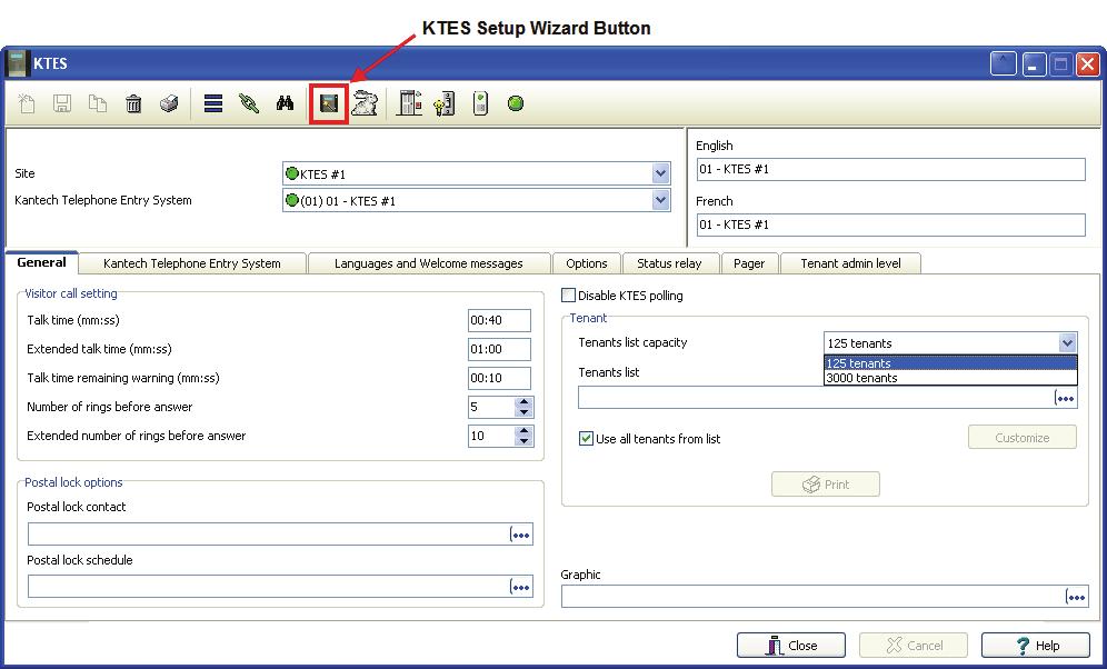 Release Notes v4.03 Setup Wizard Using the new KTES Setup Wizard will help you setup the Kantech Telephone Entry System (KTES) in a few quick easy steps.