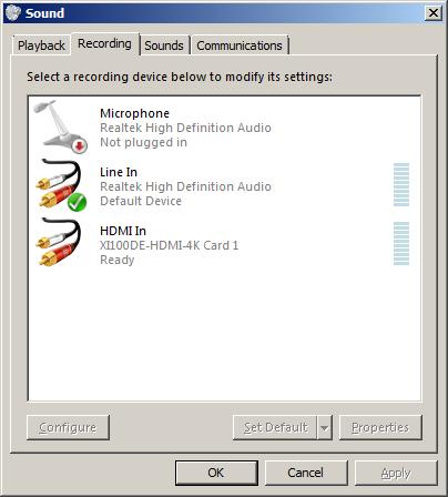 Figure 7, Windows Vista/7 recording device properties dialog windows 10.