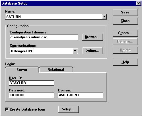 Establishing Database Access Example: Database setup You use Application Manager to create a database setup.