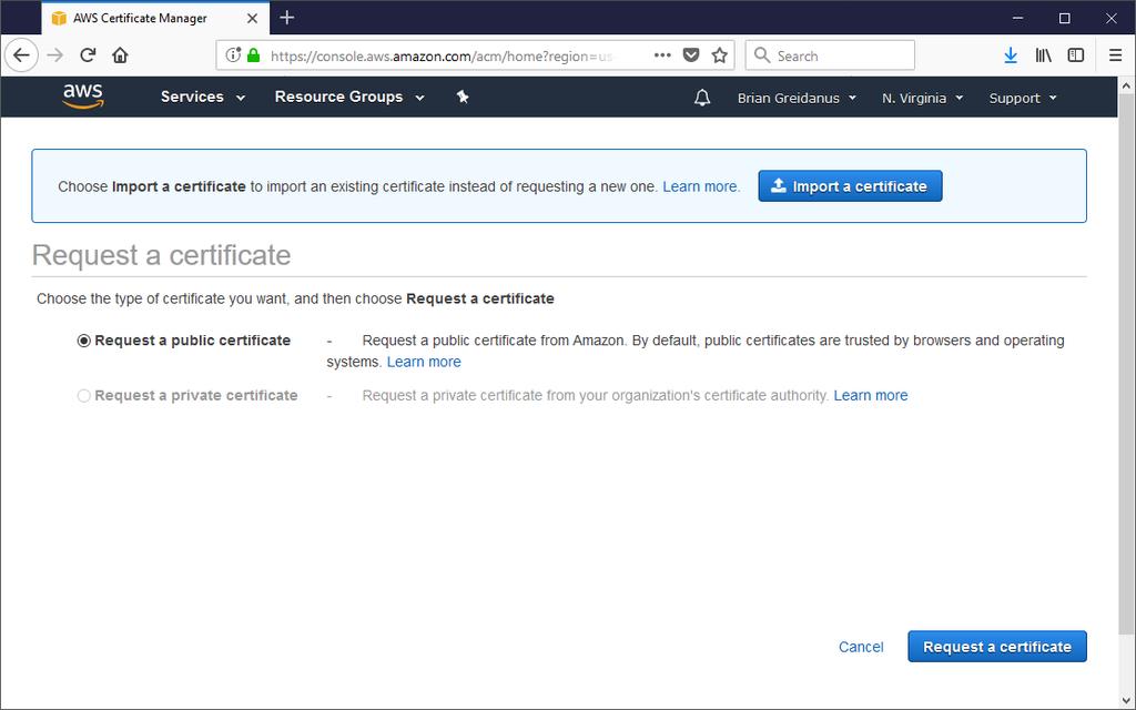 AWS Certificate Manager Manage and