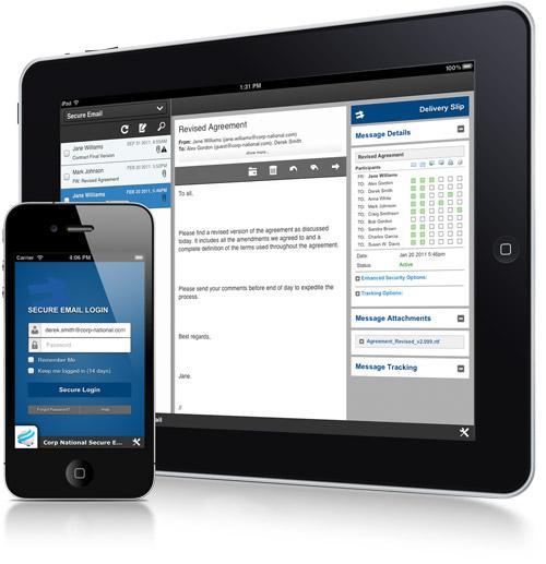 Mobile & Tablet Users accessing the Secure Message Center from a mobile phone, tablet or other web enabled mobile devices are automatically directed to a secure mobile browser version of the Secure