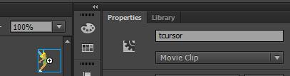 Name this Symbol "tcursor" in the instance box of the Property Inspector. Select the first Frame of your tinkerbell layer. Go to Action panel (If your Actionscript panel is not open, Press "F9").