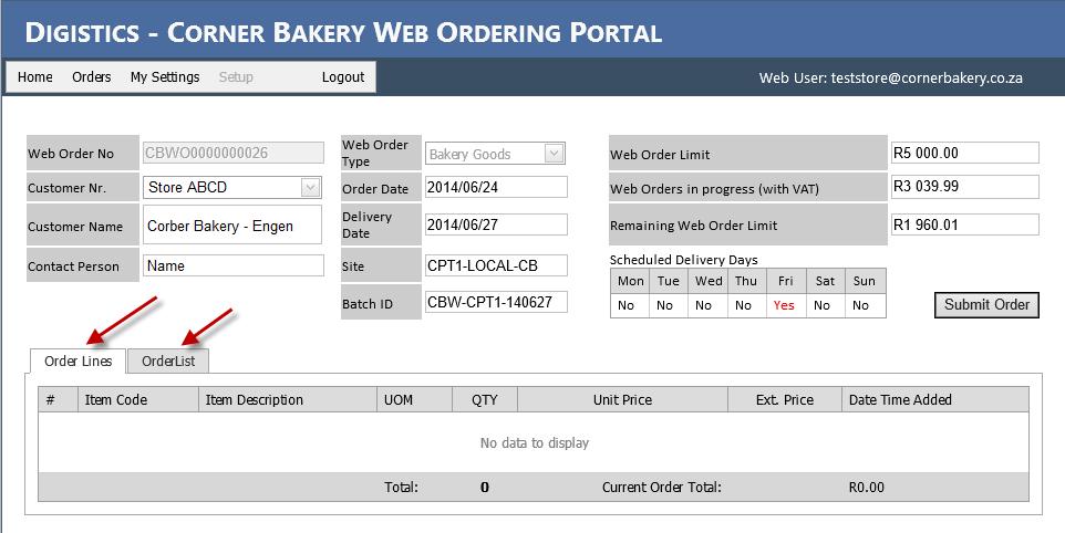 2.2 Creating your first Order 1.