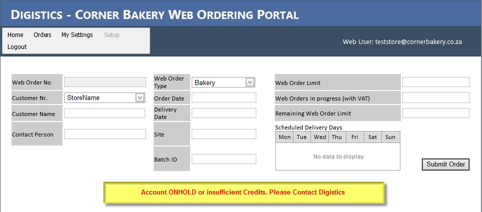 2. Click on the Customer Number and select the store that you wish to place and order for. 3.