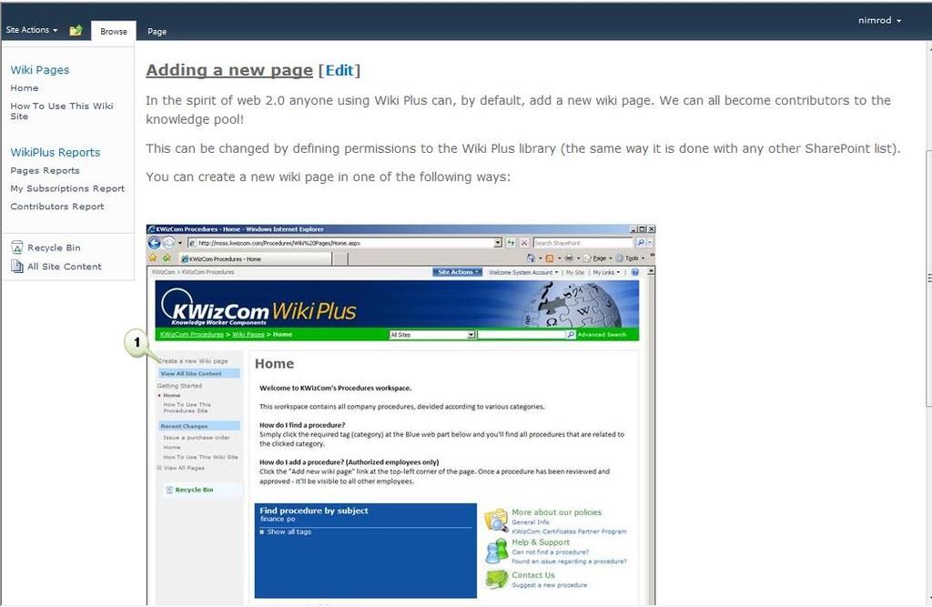 The main difference is that while Wiki page menus appear just above the page content in SharePoint 2007: In