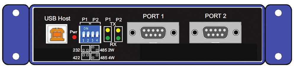 LEDs indicate the presence of power and communications signals on the ports. 5.