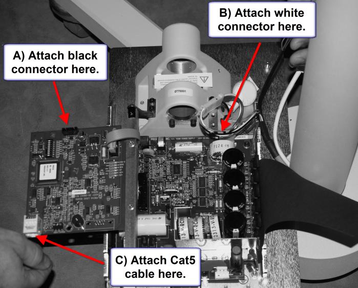 Connecting the Vertical Column Cables to the Control Unit 1. Attach the black connector from the Vertical Column to point J4 of the Power Supply Control Board 30-08043, as shown in Figure 37.