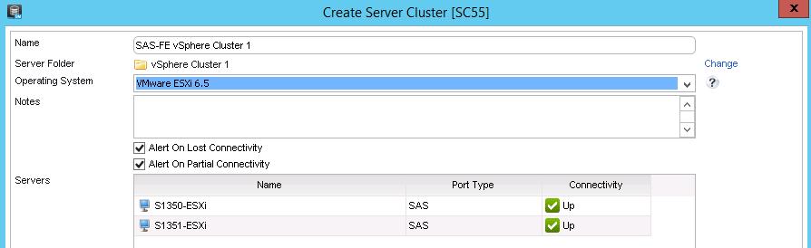 server objects as members of the cluster. In this example, the hosts that are members of the cluster are S1350-ESXi and S1351-ESXi. 1.
