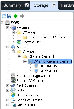 3. The selected vsphere hosts are now listed below the server cluster object. 3.