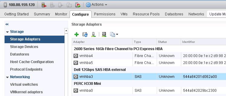 3.8 Create datastores and configure Multipath settings This section covers connecting vsphere hosts to storage presented from SC Series SAS FE arrays.