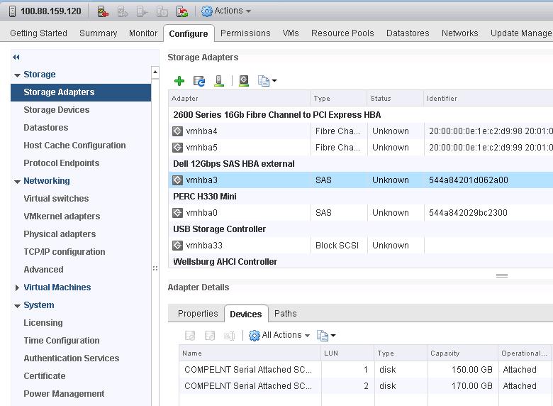 3.8.1.2 Create datastore 1. From the vsphere Web Client, select Hosts and Clusters and select a host. 2.