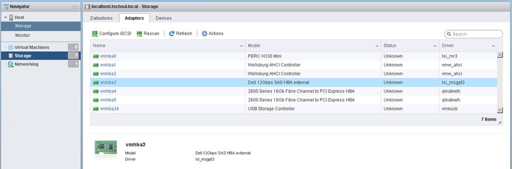 3.8.2.1 Connect to mapped storage 1. In the vsphere Embedded Host Client, select Host > Manage > Storage. 2.