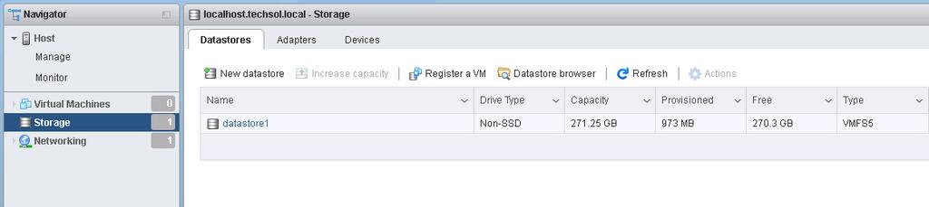 Manage > Storage, and in the Datastores tab click the New datastore button. 2. Follow the New datastore wizard: 3.