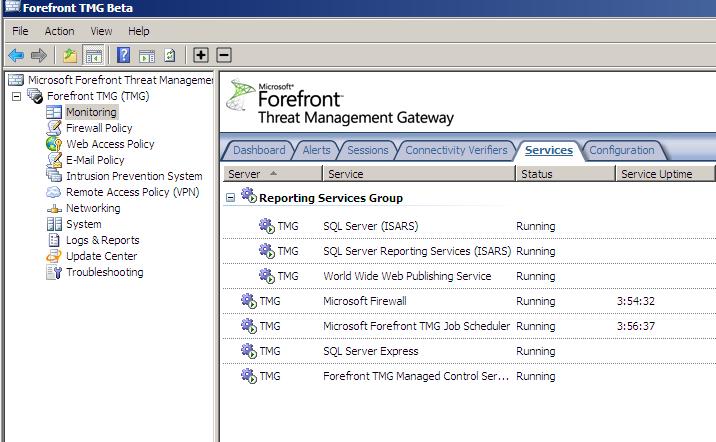 There is also a new configuration tab which someone of you knows from ISA Server 2006 Enterprise which displays the configuration state of all ISA Server / TMG