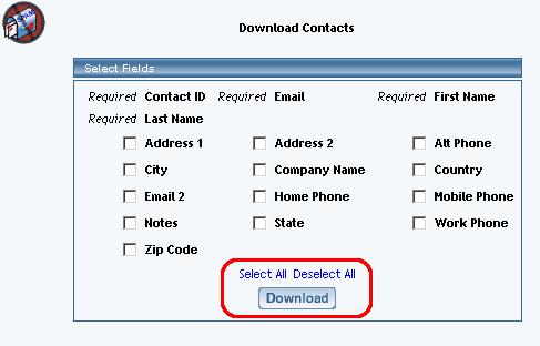 Download Contacts From the Contact Manager, click on the link "Download Contacts".