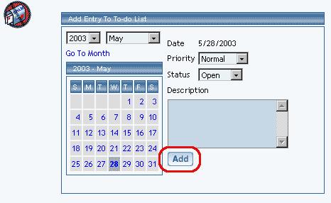 Back to the Top of the Page To-do List The To-do List option of the Contact Manager allows you to create, manage, and delete "To-do" appointments.