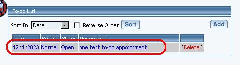 Once a To-do appointment has already been created, click on the blue text of the To-do appointment to edit (you will be able