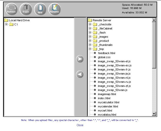 The left side of the Java File Cabinet Manager