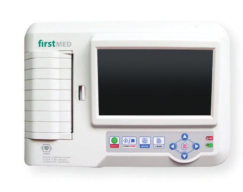 000 patients Lead placement diagram Display: 320x240 color LCD Interpretation function ECG-600 ECG DEVICE 6 CHANNELS/TABLETOP/TOUCH SCREEN Lightweight and