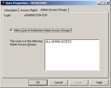 Click the Admin Access Groups tab.