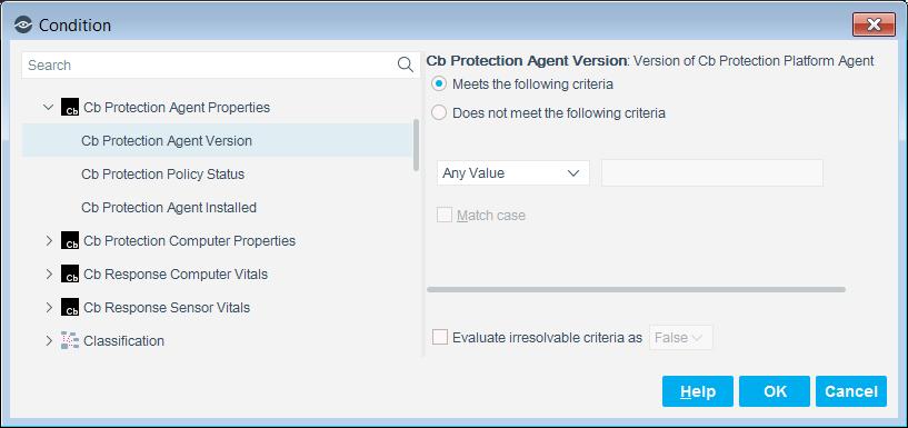 2. Select a Carbon Black Protection property and configure it. Agent Version Policy Status Agent Installed Version of Carbon Black Protection Platform Agent.