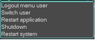 The first one is from the Shutdown menu option. In the main menu, click the shutdown icon. The Shutdown interface will be shown as below. There are several options to choose from.