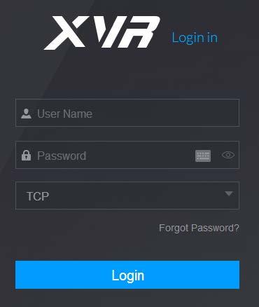 4 Web Login Open the browser, enter the IP address of the DVR, and then press Enter. The Login in dialog box is displayed. See Figure 4-1. Properly enter the user name and password to login the web.
