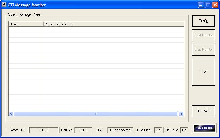 Main Window of Switch Message Monitor Switch Message View Shows all call processing messages received by the OfficeServ Link.