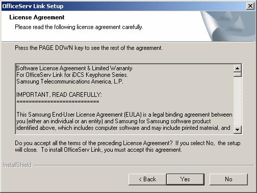 2. License Agreement dialog box appears on the screen.