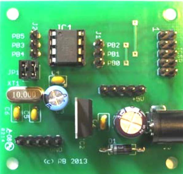 Use ATtiny45 s Internal RC Oscillator These jumpers connect the crystal to the microcontroller We want to use the internal RC oscillator so that can use PB3 and PB4 for controlling the LED drivers