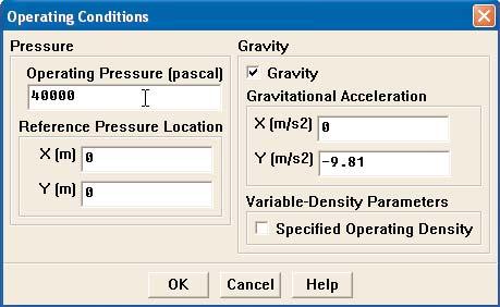 Operating Conditions Click on the Gravity radio button.