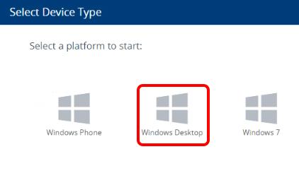 Select Compliance Platform Type Click on the Windows icon NOTE - Do NOT select
