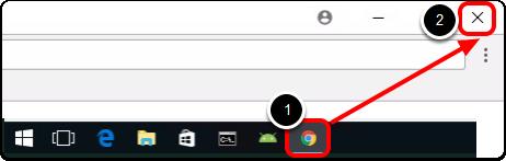 Close Chrome to Clear Session Cookies 1. Return to your Chrome browser. 2. Click the Close (X) button.