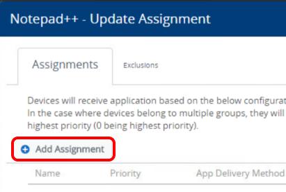 Add Assignment Click