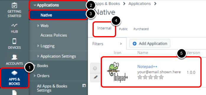 Confirm the Notepad++ Application Was Added 1. Click Apps & Books. 2. Click Applications. 3.