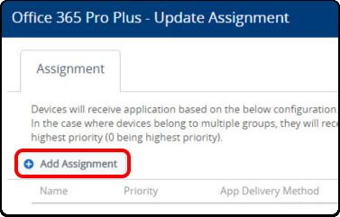 Add Assignments Click +