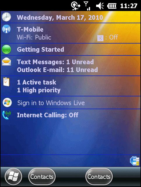 Getting Started 1-3 Fusion Signal Strength icon Figure 1-3 Windows Mobile Classic Today Screen with Fusion When the Windows Mobile Classic Today screen is configured and Windows is managing the WLAN,