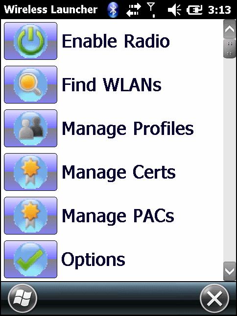 Enable/Disable Radio To turn the WLAN radio off, tap the Signal Strength icon and select Disable Radio.