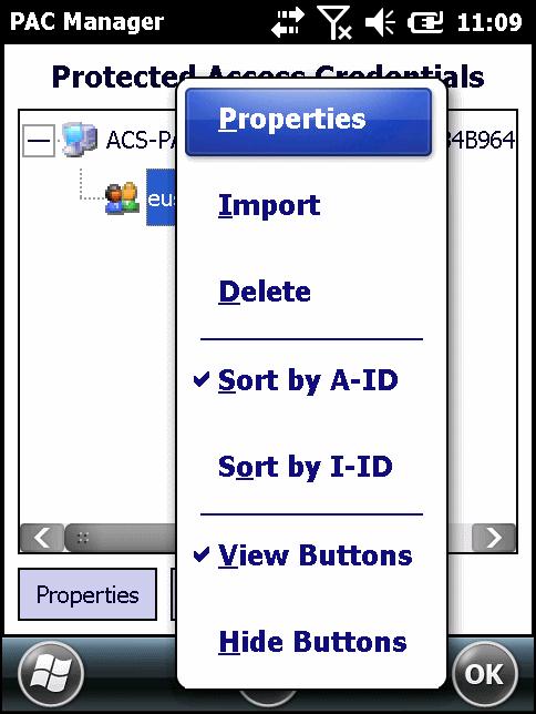 6-2 Wireless Fusion Enterprise Mobility Suite User Guide You can always sort by A-ID, sort by I-ID, view buttons and hide buttons in the pop-up menu.