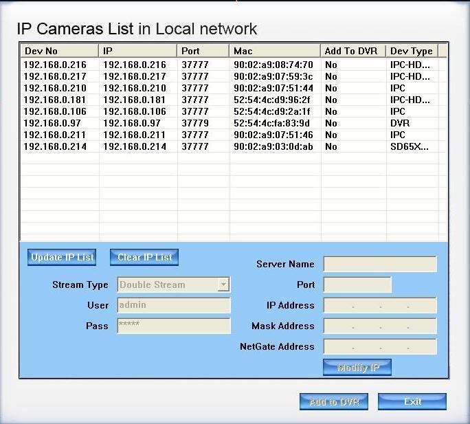 Figure 4-2 Select one IP address and then click Add to DVR, then