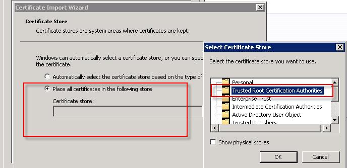 Introduction Figure 7 Certificate store 7. Click Next. 8. Click Finish. The certificate is imported to the store.