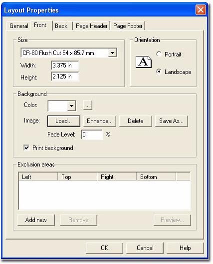 15 Using EPIDesigner Selecting Page Sizes Different types of ID cards come in different sizes dependent on the types of cards a printer will output.