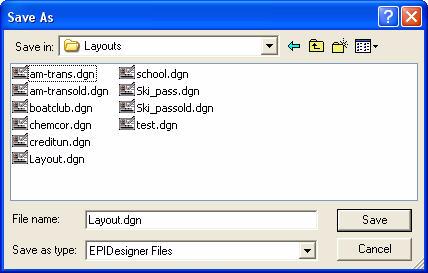 18 Credential Designer User Manual Figure 9. Save As dialog box 2. In the File name field, type a name. From the Save as type field, select.dgn or.gdr. See IMPORTANT note below.