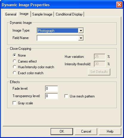 32 Credential Designer User Manual Add Dynamic Images 1. On the Draw menu, click Dynamic Image, or click the Dynamic Image button on the Toolbar. 2.
