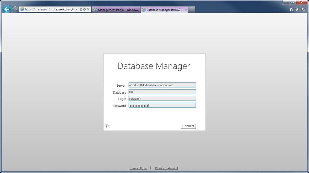 Alternatively, you can create it using the Database Manager.