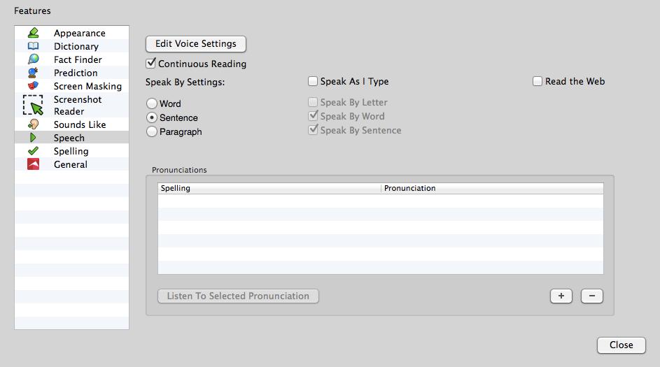 Edit Voice Settings Speech Tab Click on Edit Voice Settings.