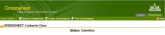 Appendix B 7. Click the Greensheet button, which is located at the bottom of the Listing Information screen of the opened listing. The Greensheet screen will appear. 8.