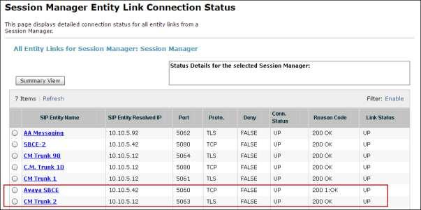 status station <extension number> Displays signaling and media information for an active call on a specific station. 9.3. Session Manager Verification Log in to System Manager.