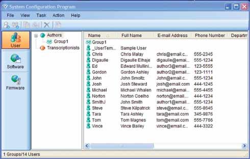 Manager Tool The DSS Player Pro system administrator application, Manager Tool, allow you to manage user profiles, control software and firmware updates, and control the dictation device